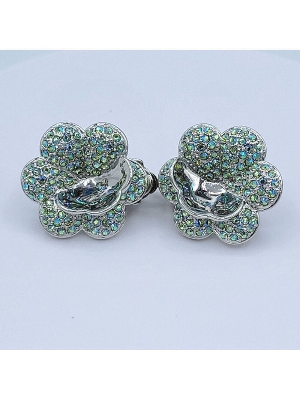FAC Earrings Blue Green Crystals #2453